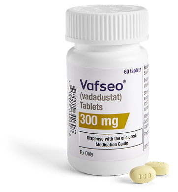 Vafseo 300 mg tablets and bottle